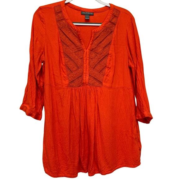A Pea in the Pod Maternity Tunic Top Large L/G - Boho Embroidered Red Blouse - Picture 1 of 9